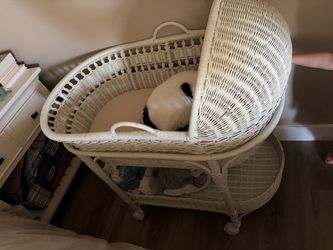 White Wicker Baby Bassinet