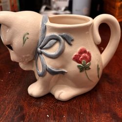 Lenox Poppies On Blue Cat Mug