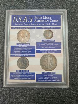 1995 US Silver Coin Set Walking Liberty Half Dollar, Mercury Dime, Silver Quarter, Buffalo Nickel