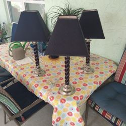 Lot Of Three Bedside Lamps With Lamp Shades