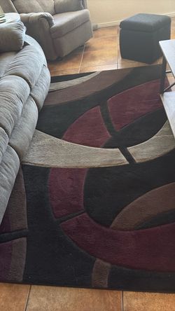 Eastside,5X7, Gray, burgundy, brown and black colors,, Large Abstract Area Rug, Smoke and Pet free