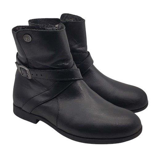 BIRKENSTOCK Womens 'Collins' Black Leather Side Zip Boots EU 39/US 8 M Shoe $195