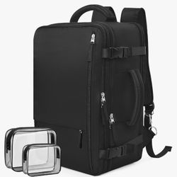 (606) Travel Backpackfor Men Women Flight Approved, Carry-on Backpack Personal Item Backpack Bag Luggage on Airplanes, Black Backpacks for Traveling,