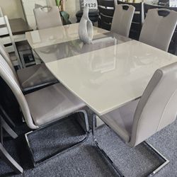 Brand New Gray Dining Table (72"×42"×30"H) + 6 Chairs