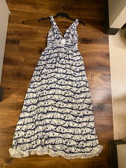 Blue and White Tie-Dye Maxi Dress