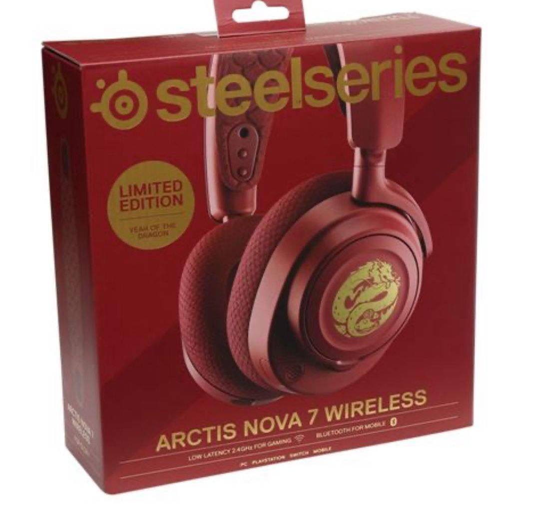SteelSeries Arctis Nova 7 Wireless Dragon Edition - Simultaneous Wireless 2.4GHz & Bluetooth Comfort Design - Fast Charging 38Hr, PC, PS, Switch, Mobi