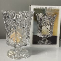 Fifth Avenue Lead Crystal Portico 7 1/2" Hurricane Candle Lamp Vase NIB