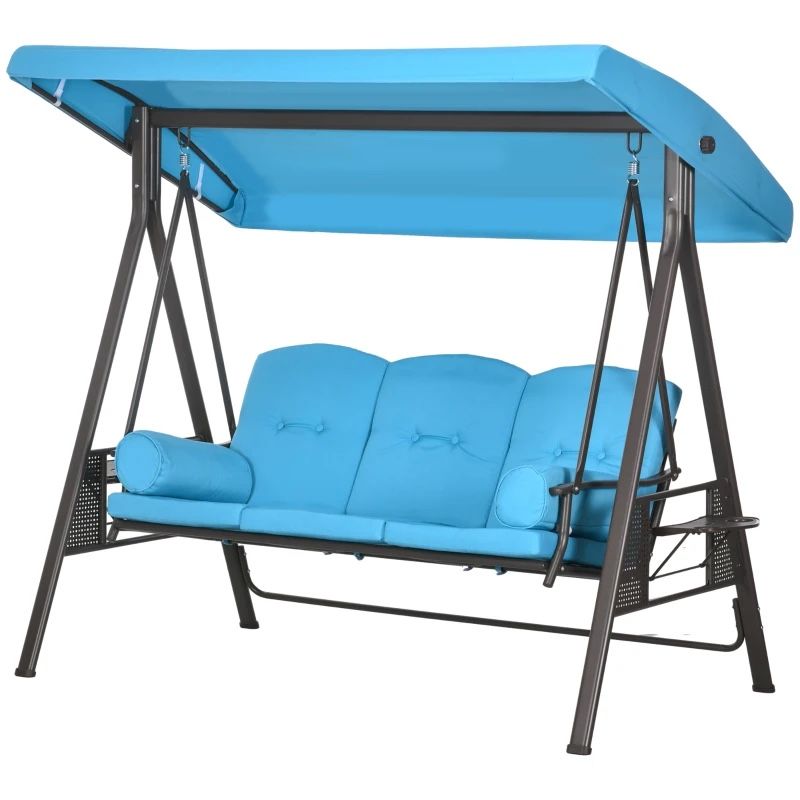 Outsunny 3-Seat Outdoor Porch Swing Chair with Adjustable Canopy