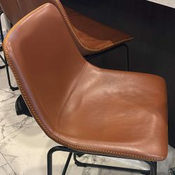 Brown Leather Bar Stools – Set of 2