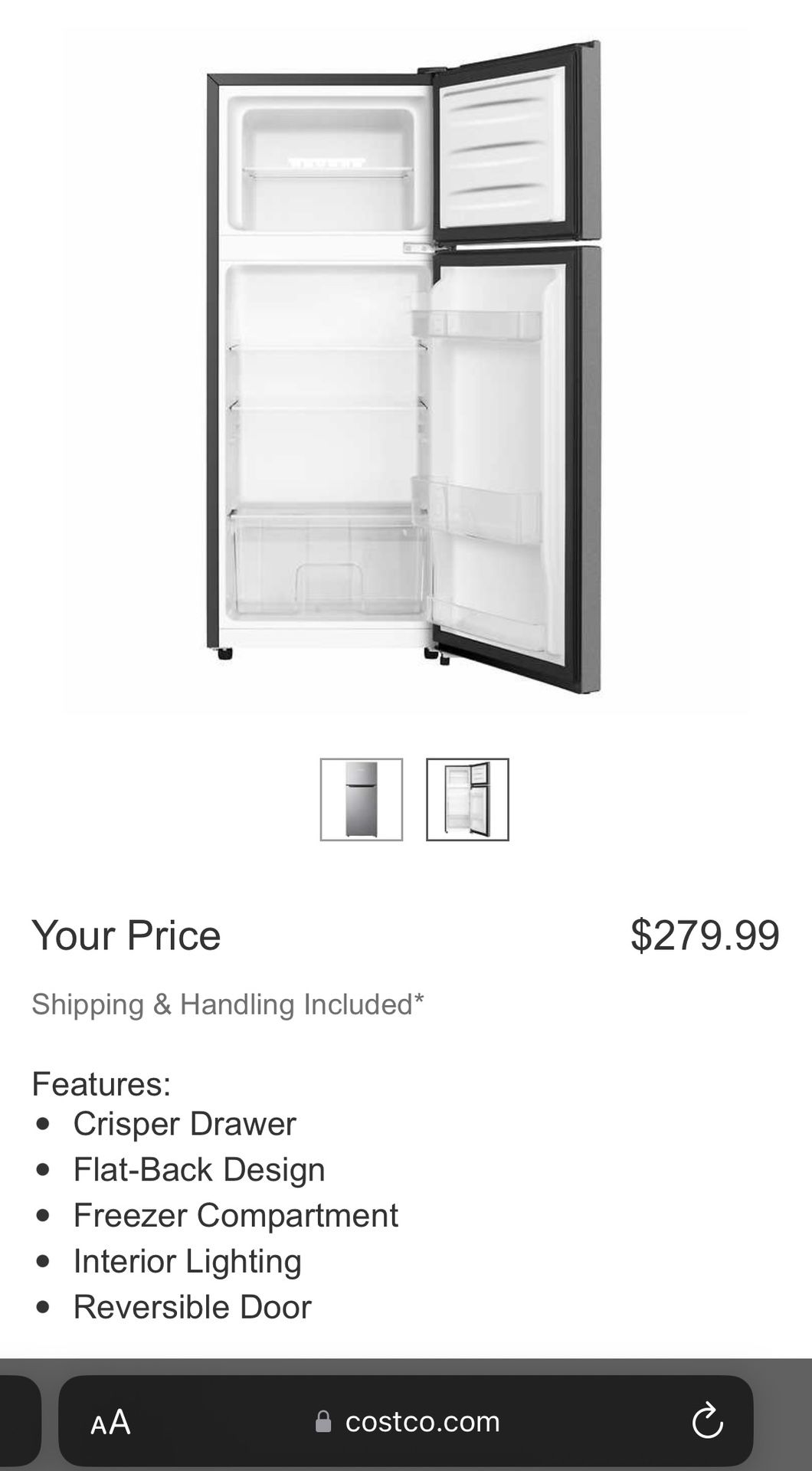Fridgemaster 4.4 cu. ft Double Door Fridge