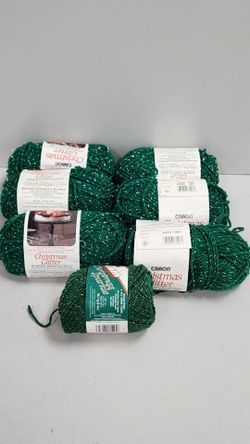 Caron Christmas Glitter Yarn Green Lot of 6