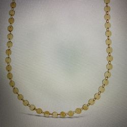 New NWT 14K Yellow Gold Plated Round Disc Long Chain Necklace