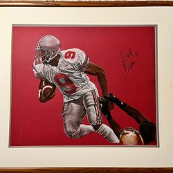 As Is Framed and Matted Signed By David Boston #9 Painting 31x27