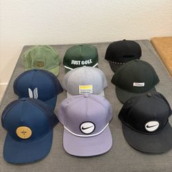 Golf hats (Nike, Linksoul, Titleist, Travis Matthew)