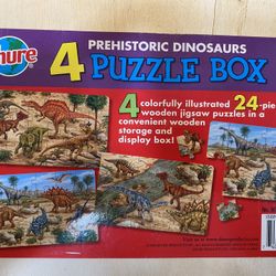 PREHISTORIC  DINOSAURS, 4  PUZZLE  BOX