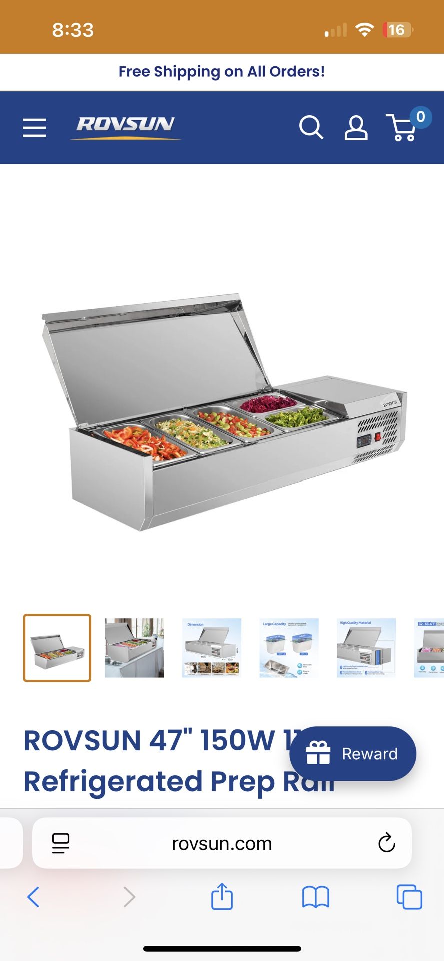 ROVSUN 47" 150W 110V Refrigerated Prep Rail Countertop