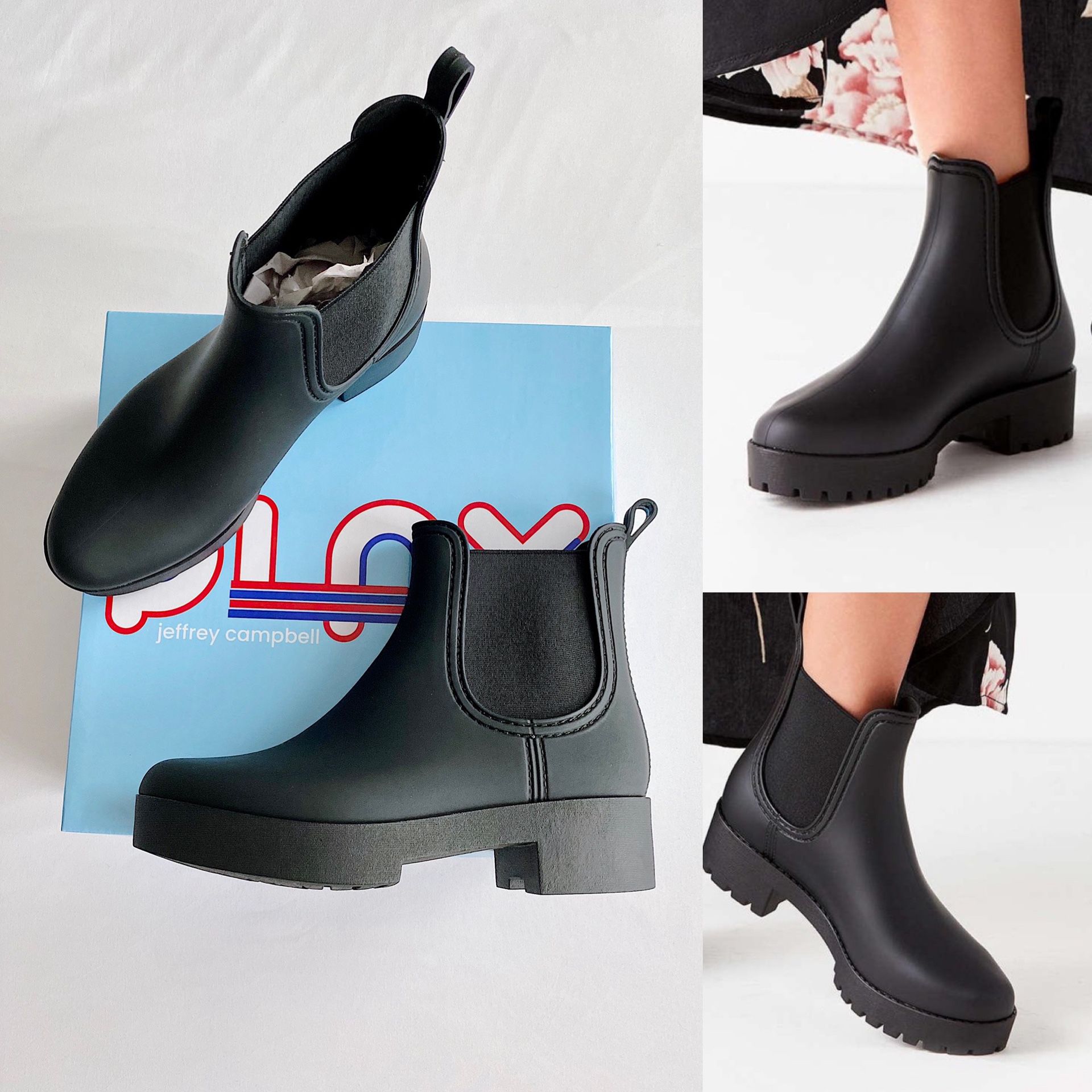 ✨New JEFFREY CAMPBELL Hydra Platform Waterproof Chelsea Rain Boots Women Shoes Size 8M