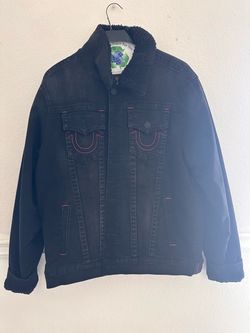 True Religion Black Denim Sherpa Jacket