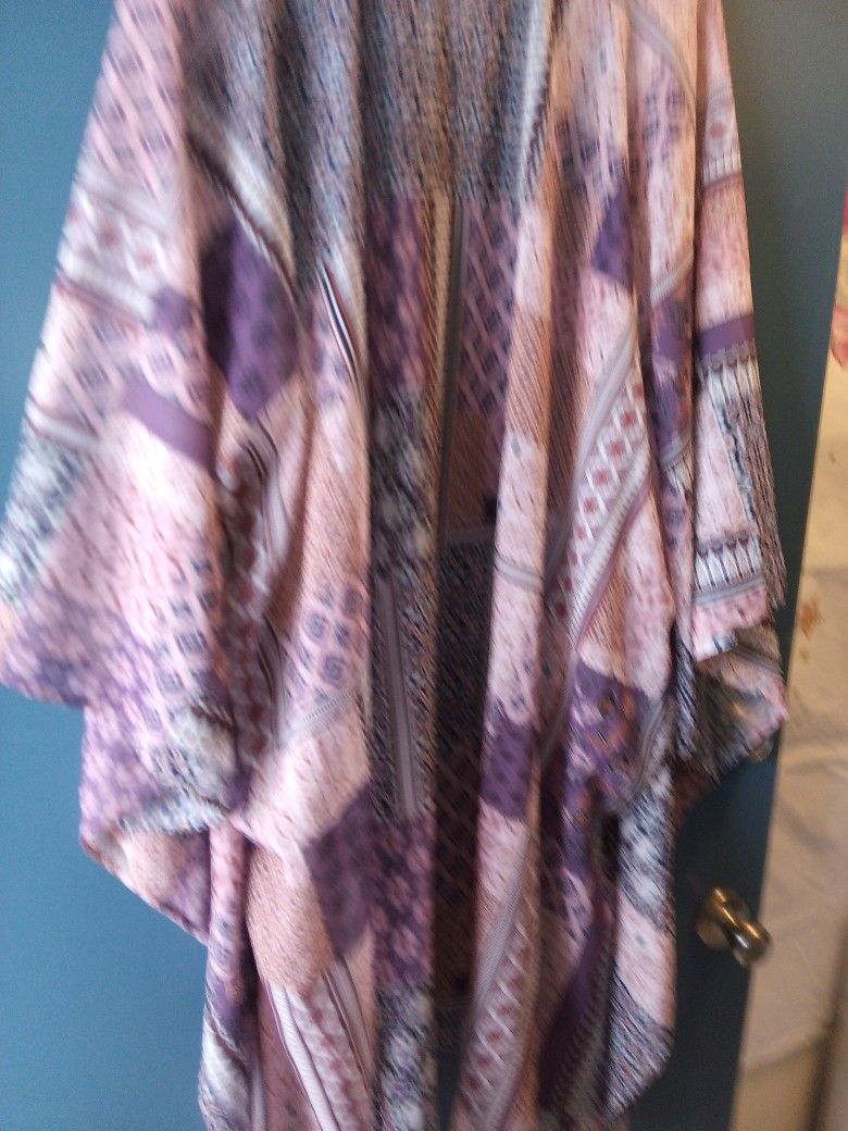 5 XL Plus Size Clothing Women's Purple Pink Kimono Tunic Soft Material Beautiful