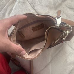 Kate Spade New York Brown Pebbled Leather Shoulder Bag Chain Strap