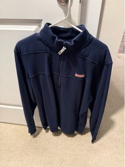 Men Vineyard Vines Navy Blue Pullover Sweatshirt Long Sleeve 1/4 Zip Size M