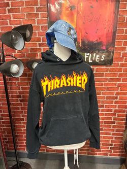 Vintage Thrasher Magazine Flame Hoodie – Black/Yellow/Orange