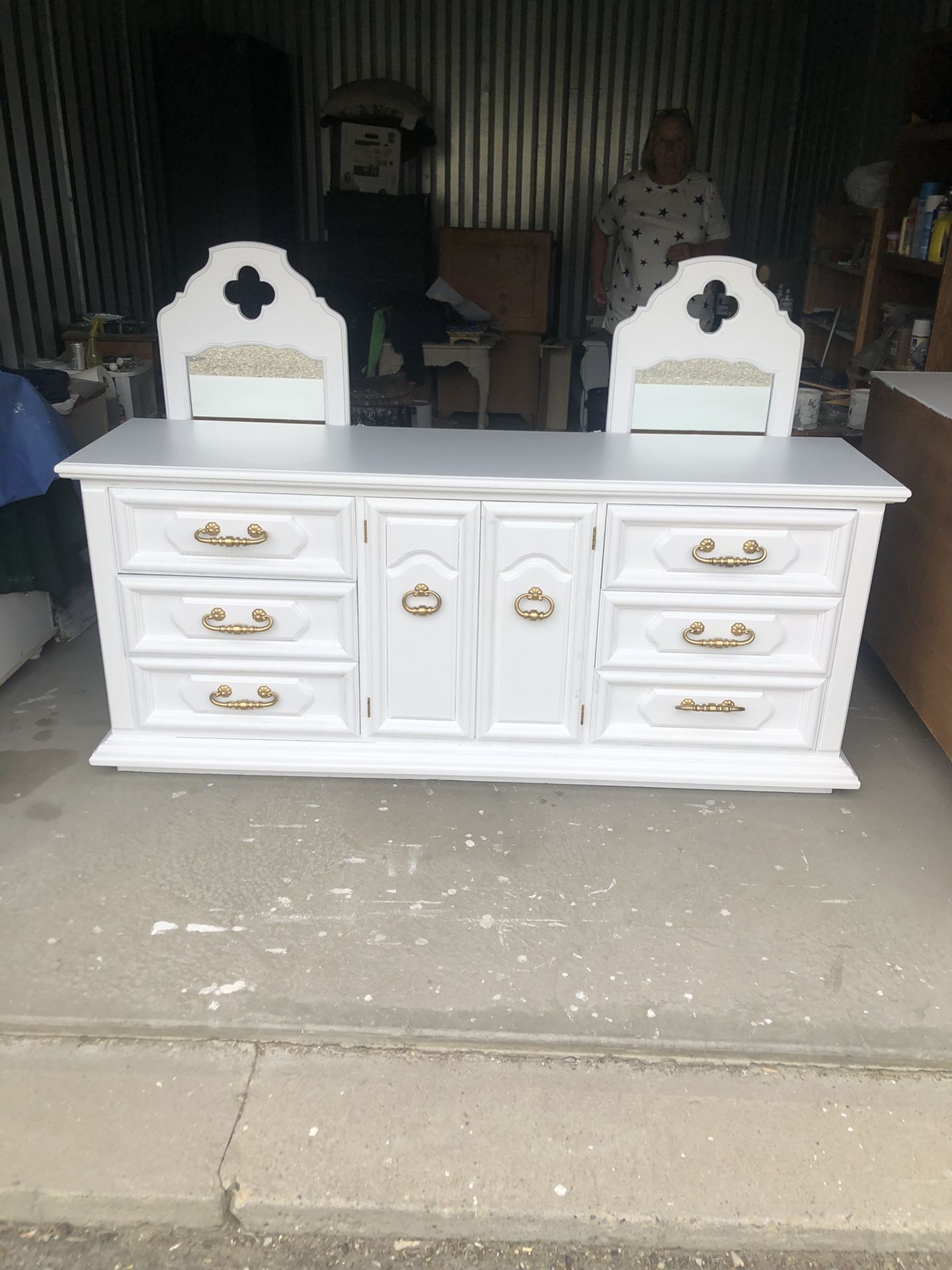 White 9 Drawer Solid Wood Dresser