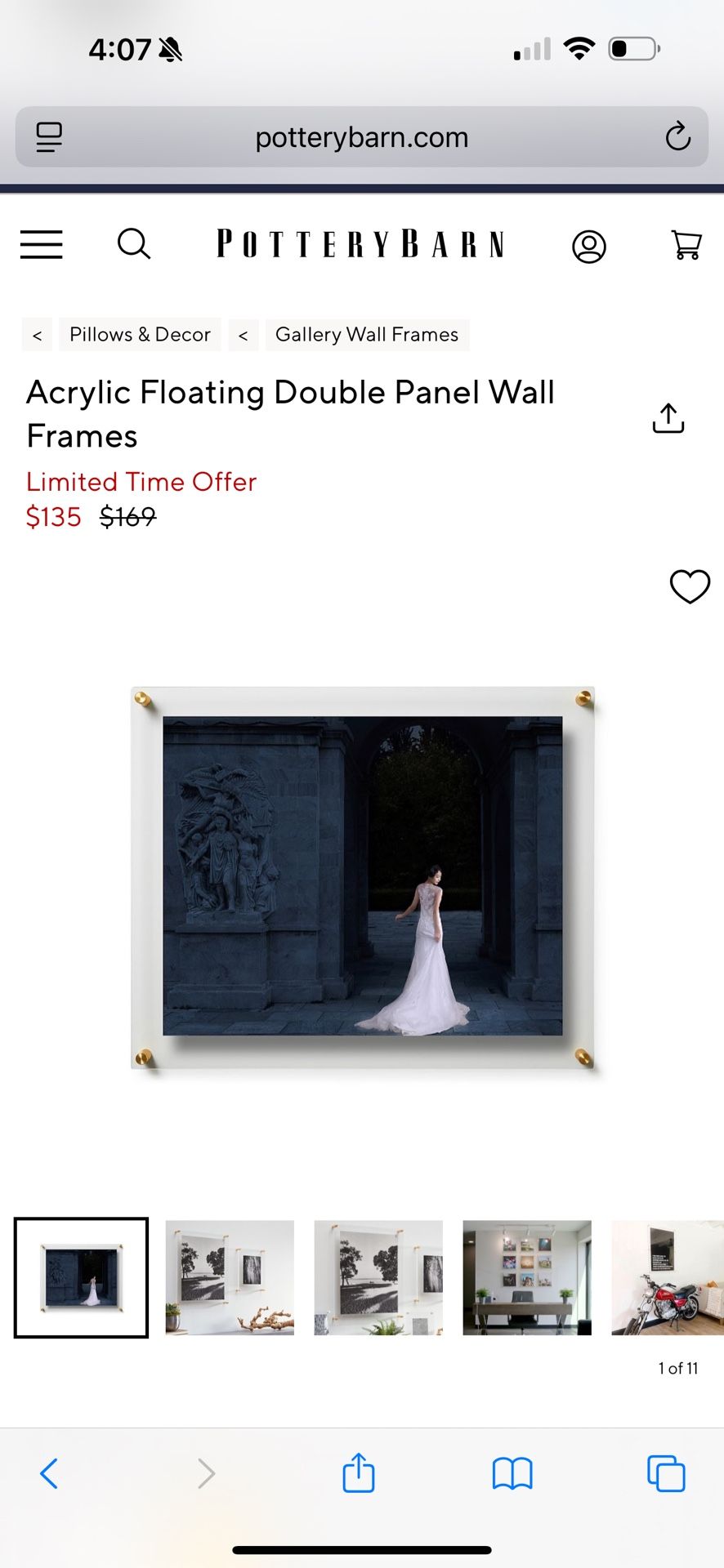 9 Pottery Barn Floating Double Panel Acrylic Frames