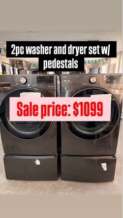 LG washer and dryer set with pedestals