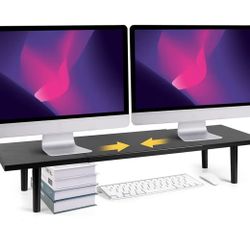NEW Dual-Monitor-Stand-Riser-For-Desk Adjustable Length 32-40 Inch，Large Desktop Computer Monitor
