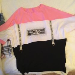 Super Cute Chanel Pink White Black Shirt