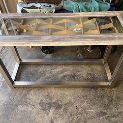 Glass-Metal-Wood   Console Table 