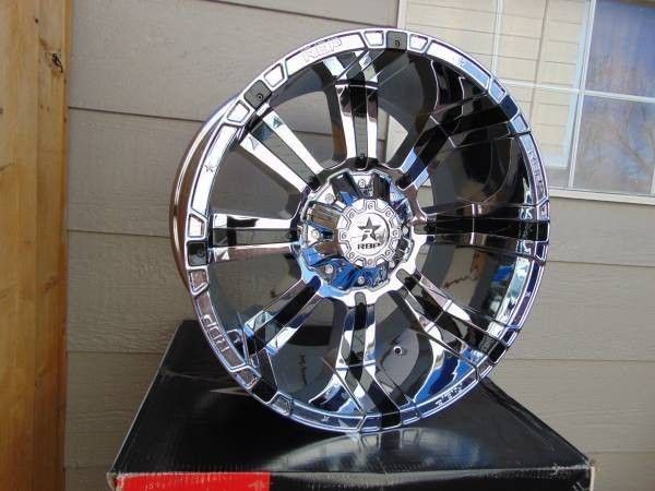New 22X12 Chrome Black Insert RBP Rims 6 Lug -44MM Offset FORD CHEVY  DODGE 