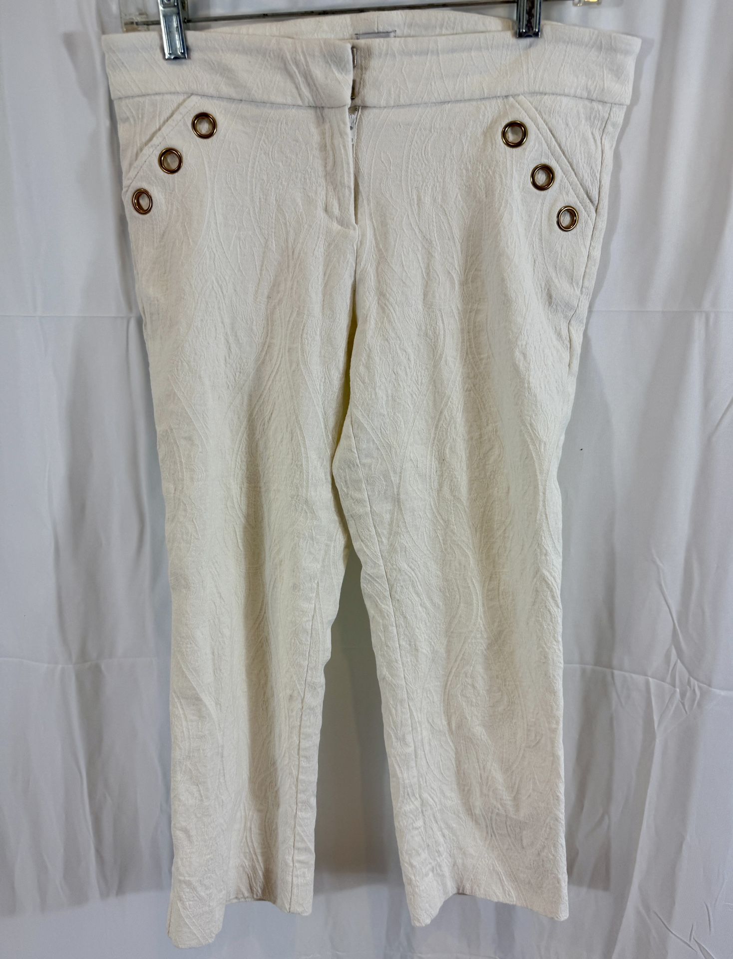 Cache Y2K Textured Crop Capri Grommet Pocket Pants, Size 10, NWOT