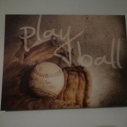 Play ball baseball canvas