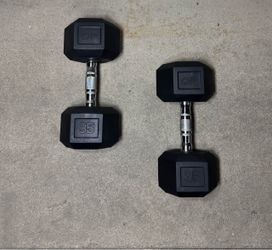 35 lb Hex Rubber Dumbbells Pair