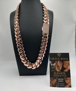 Miami Cuban Link Gold  Miami Cuban Link Chain Rose Gold Plated Heavy Diamond Lock