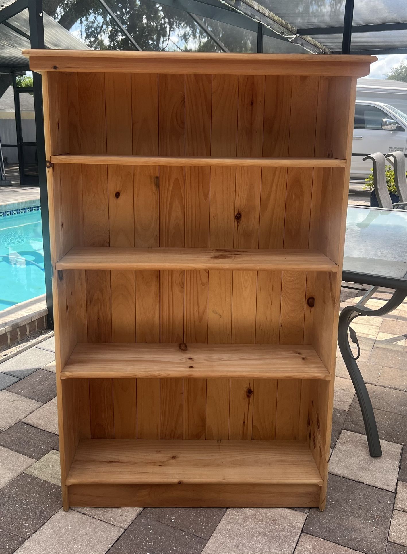 High wooden shelf, in perfect condition. It’s 36x54. I can deliver for an additional cost