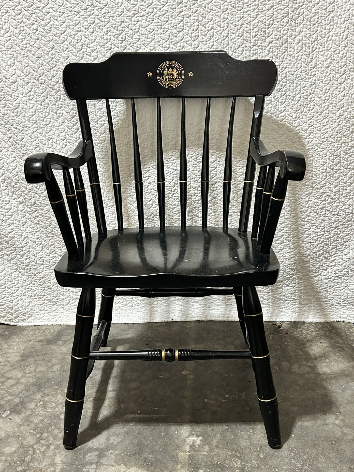 Antique M.I.T. Captains Chair Bent & Bros Early American Massachusetts Spindle Back (Samuel Bent formerly of Heywood)
