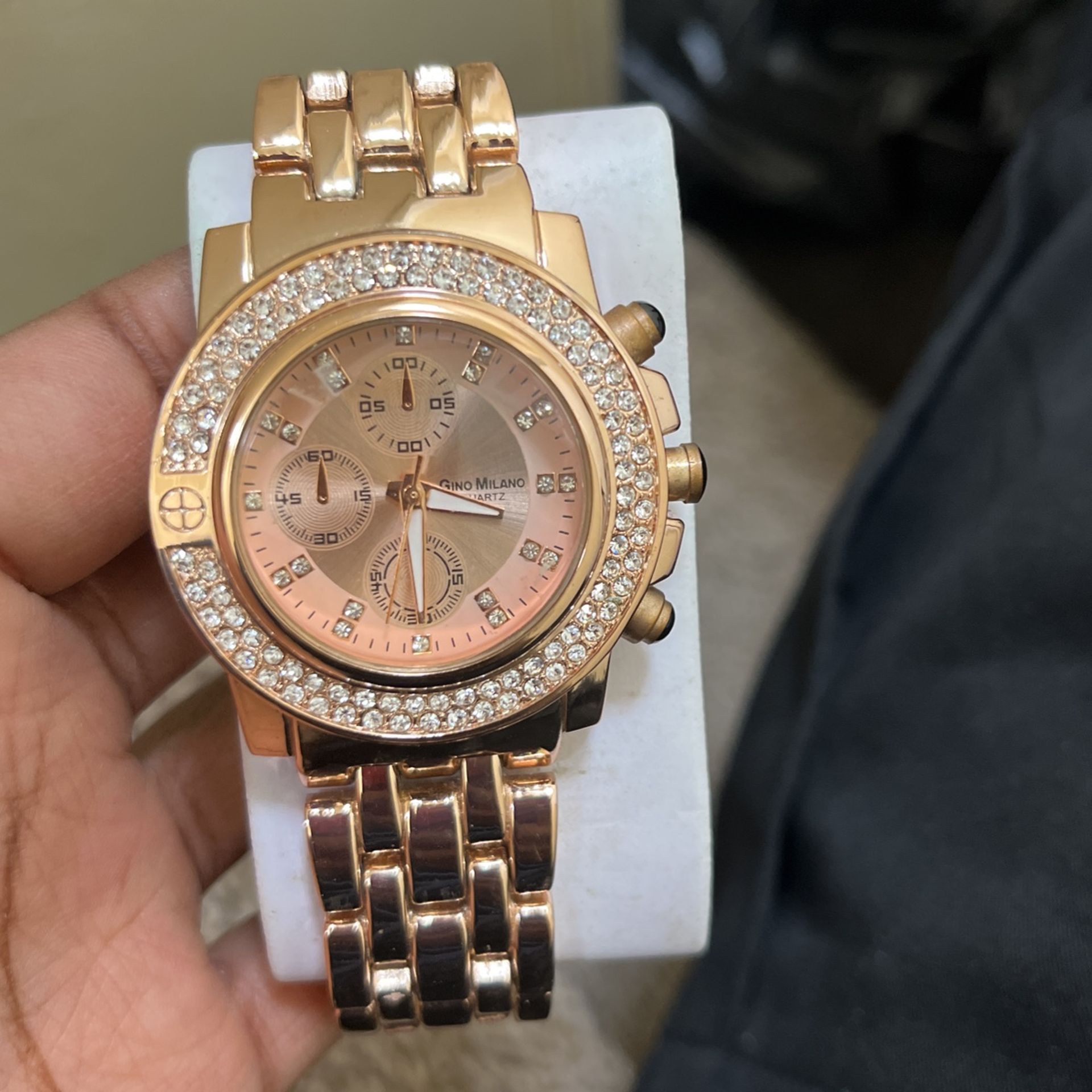 Gold techno pave watch hotsell