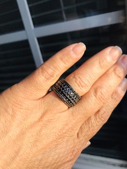 HILDALGO STERLING SILVER BLACK RHINESTONE ETERNITY RING SET