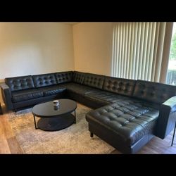 Large Black Sofa/sectional 6-8 Seat Modern & Comfy