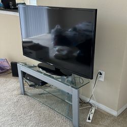TV Stand Metal And Glass Triangular Shape With 2 Shelves 