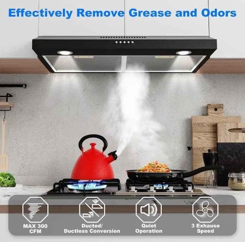 New Ductless Convertible Stainless Steel Range Hood Under Cabinet Kitchen Stove Vent Hood (3262)