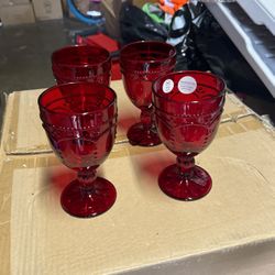 Set De 4 Copas Rojas Marbella Princess House Nuevas En Caja Precio Firme 40