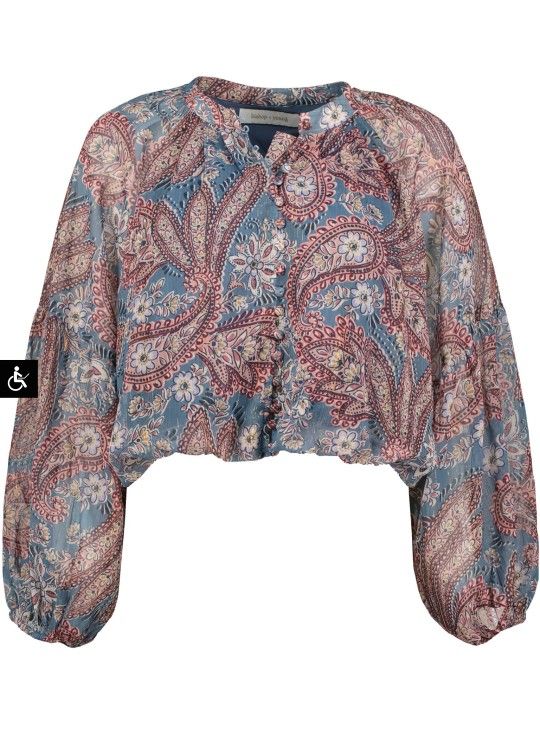 Anthropologie Bishop + Young Maude Paisley Bubble Hem Blouse Size Large