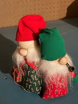 Christmas plush Gnome figurines pair