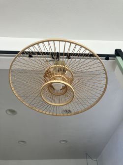 Antique Wooden Light Fixture 24” Diameter, Bulb Included