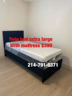 Twin bed extra large with mattress