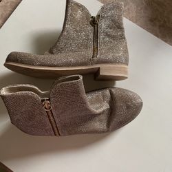 Size 6.5 black womens wedges$5,   gold  ankle boots youth size 4  $7